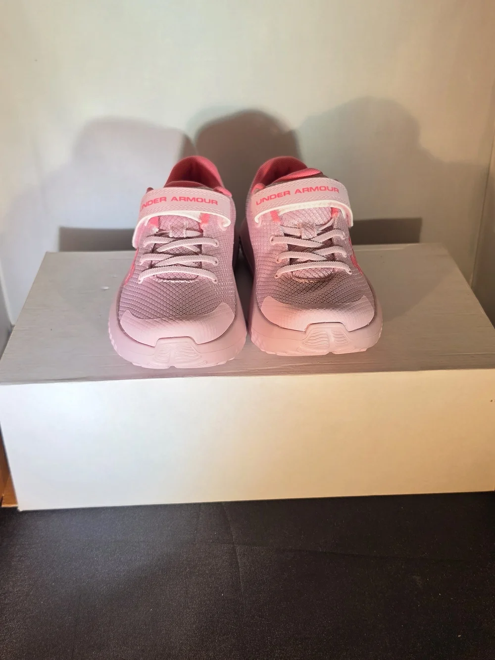 Under Armour Kids Pink Mesh Sneakers with Hook-and-Loop Strap